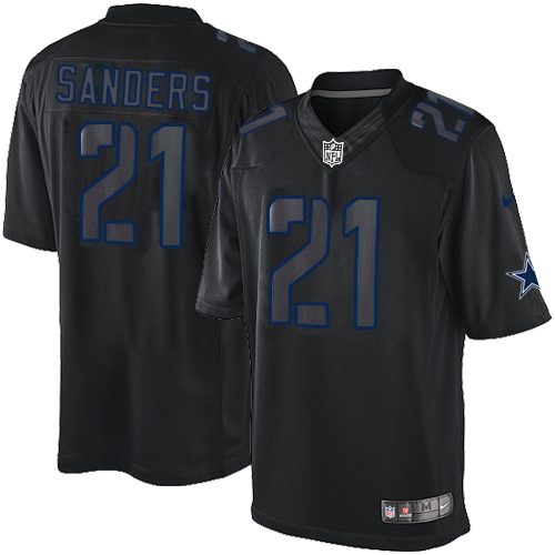 Men's Elite Deion Sanders Nike Jersey Black - #21 Impact NFL Dallas Cowboys